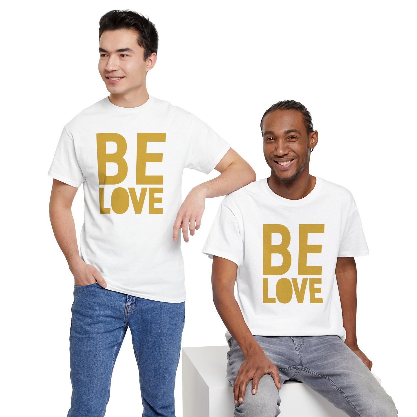 BE LOVE gold Unisex Heavy Cotton Tee