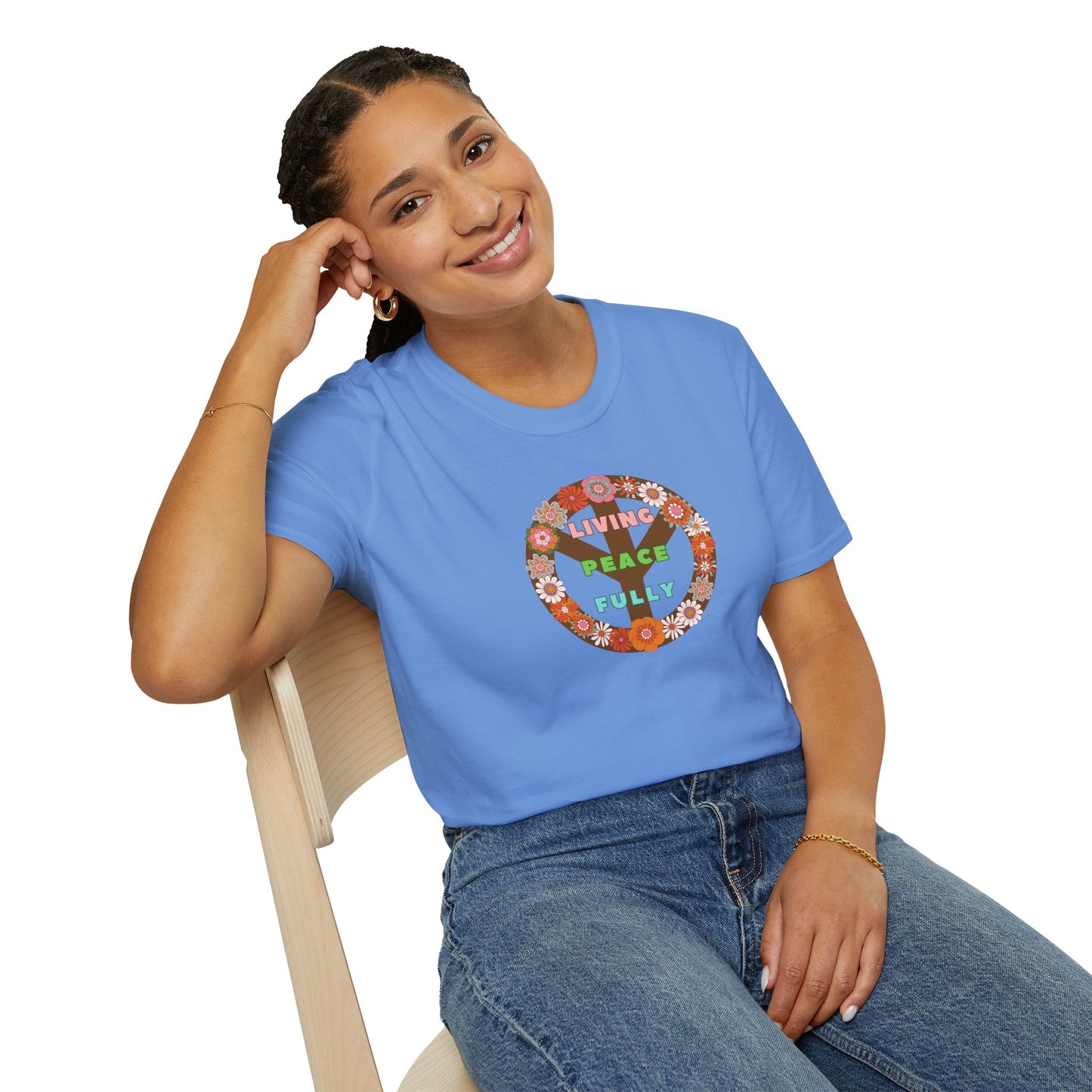 LIVING PEACE FULLY Unisex Softstyle 100% Cotton T-Shirt