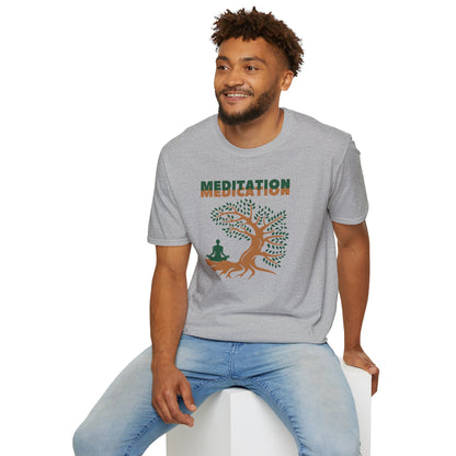 MEDITATION MEDICATION Unisex Softstyle 100% Cotton T-Shirt