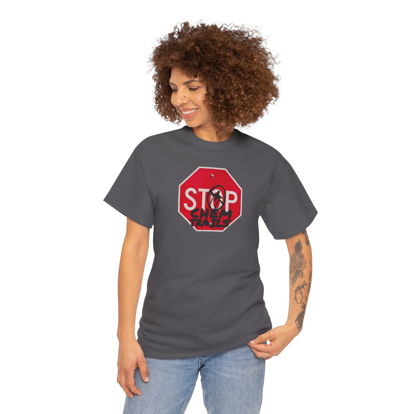 STOP chem trails Unisex Heavy Cotton Tee