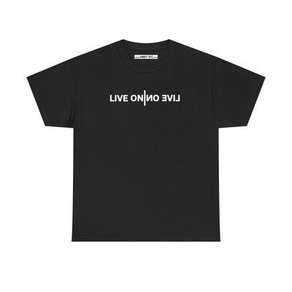 LIVE ON I ИO ƎVI⅃ Unisex Heavy Cotton Tee