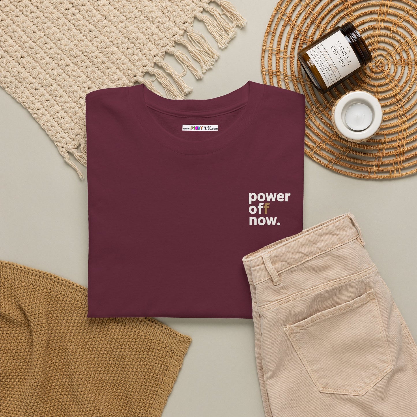 power off now Unisex Heavy Cotton Tee