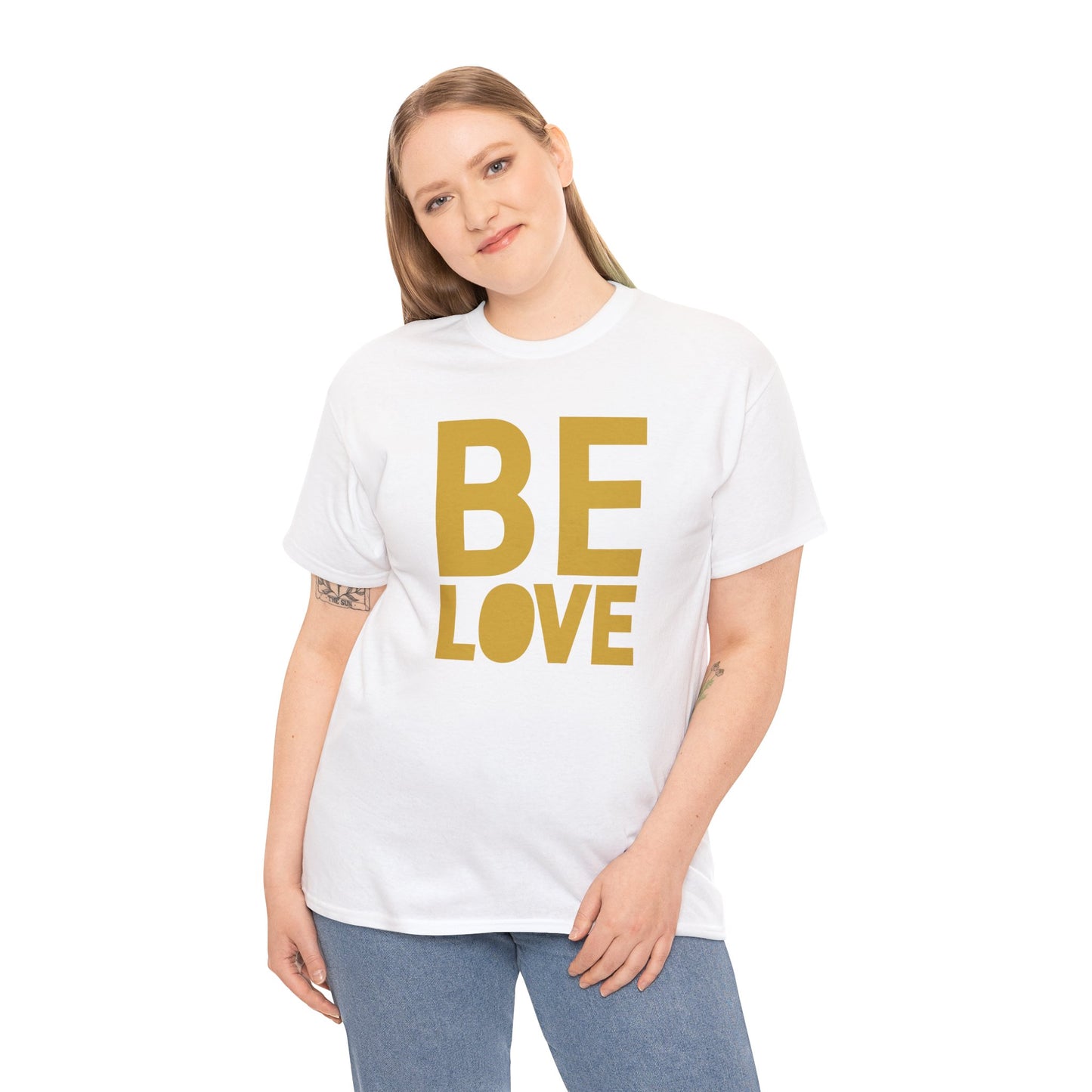 BE LOVE gold Unisex Heavy Cotton Tee