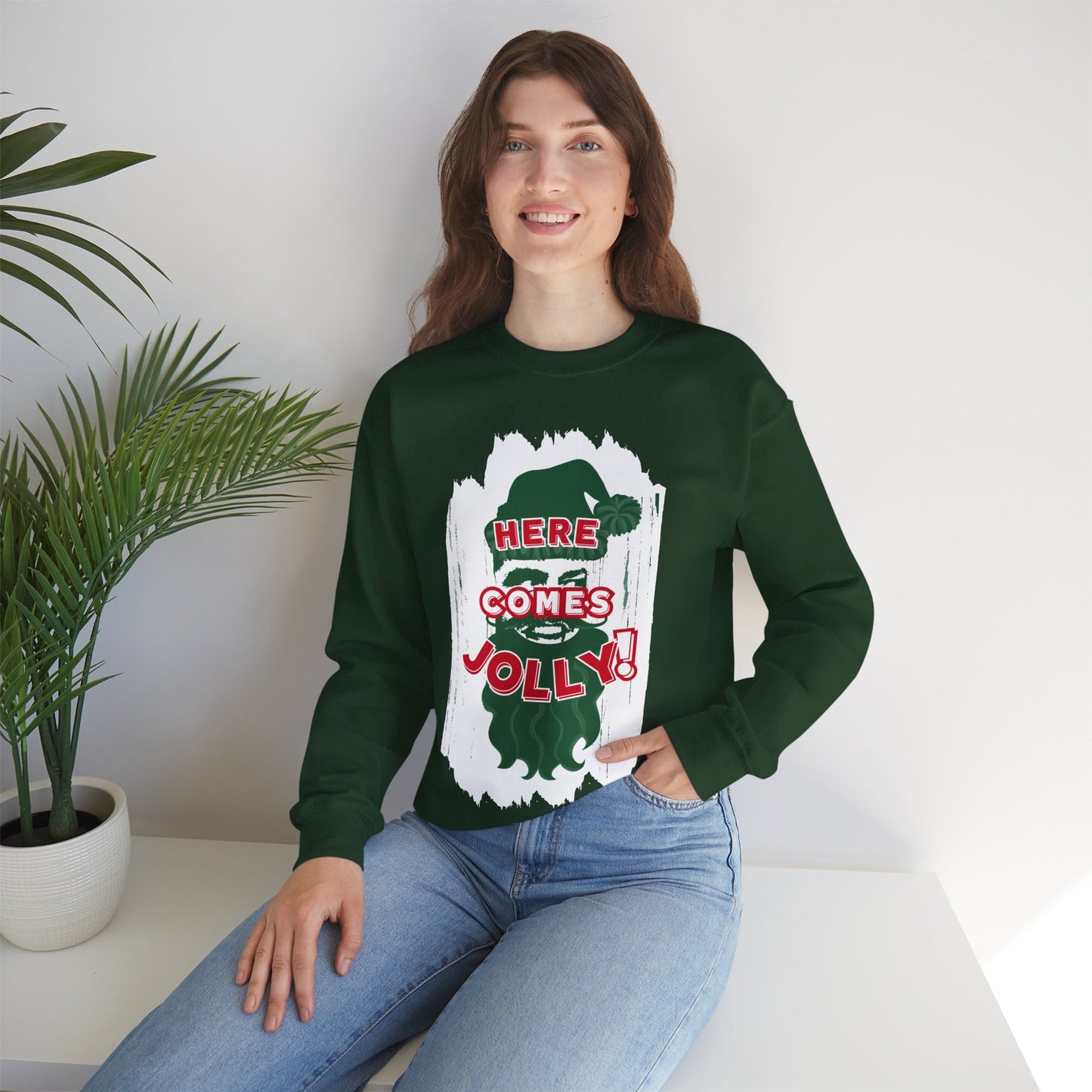 HERE COMES JOLLY! Unisex Heavy Blend™ Crewneck Sweatshirt