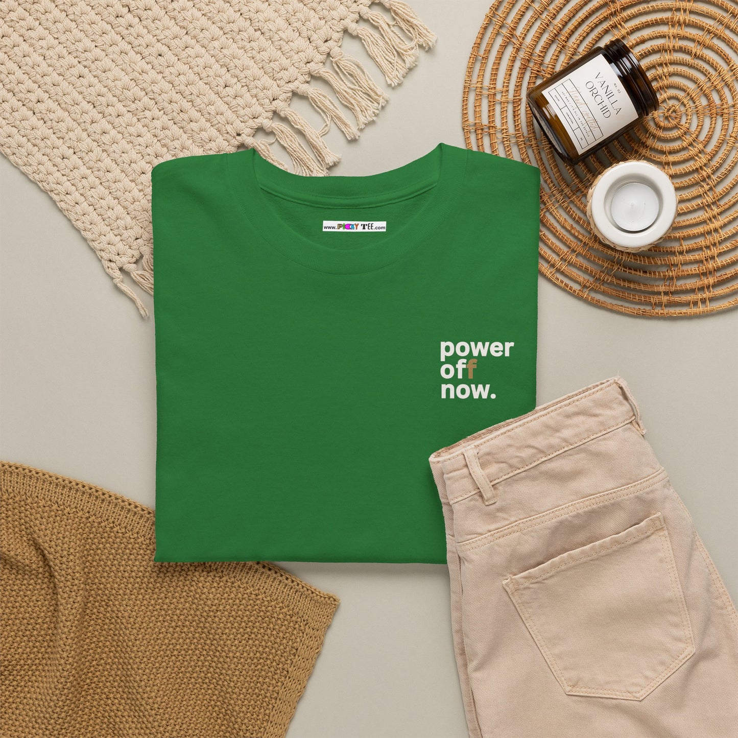 power off now Unisex Heavy Cotton Tee