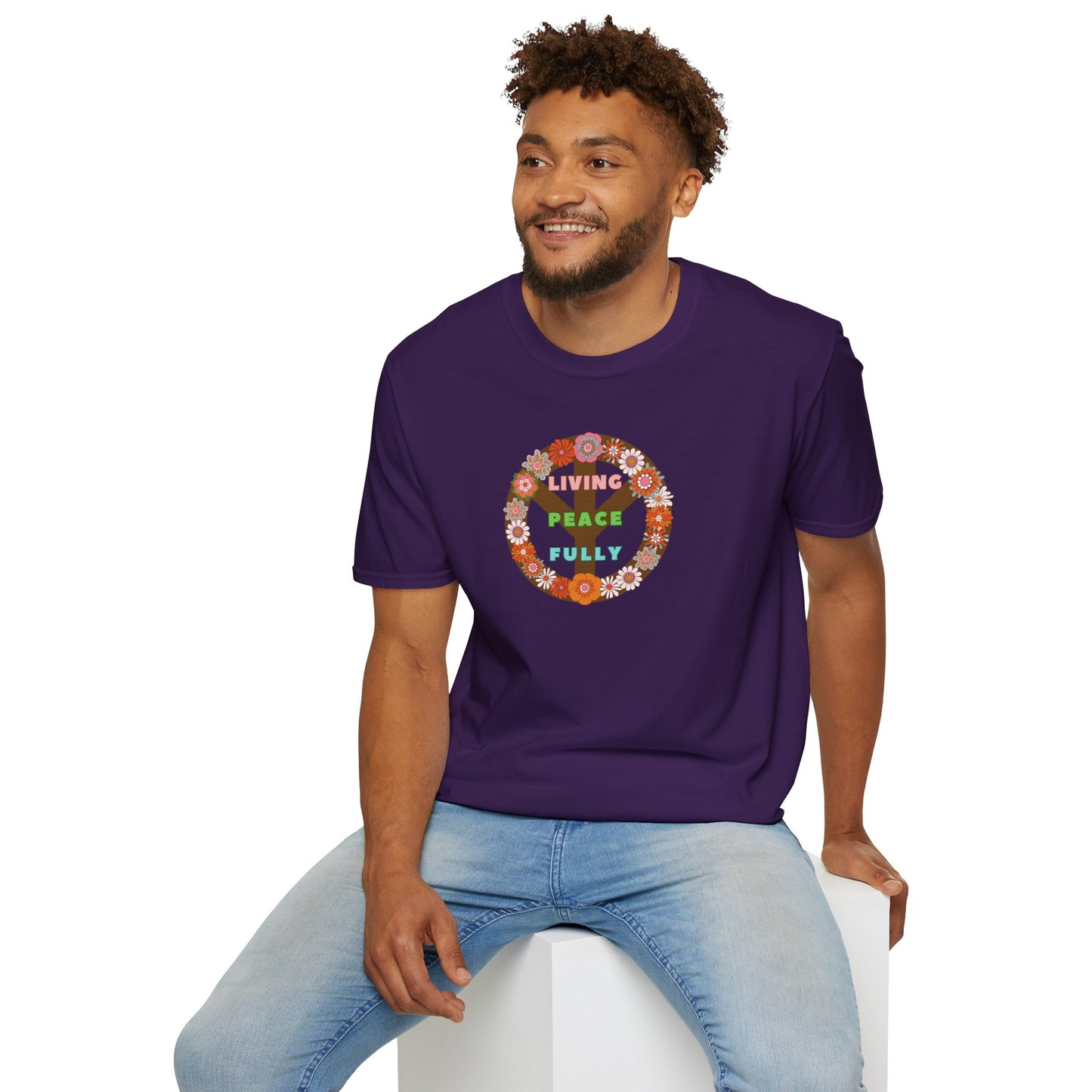 LIVING PEACE FULLY Unisex Softstyle 100% Cotton T-Shirt