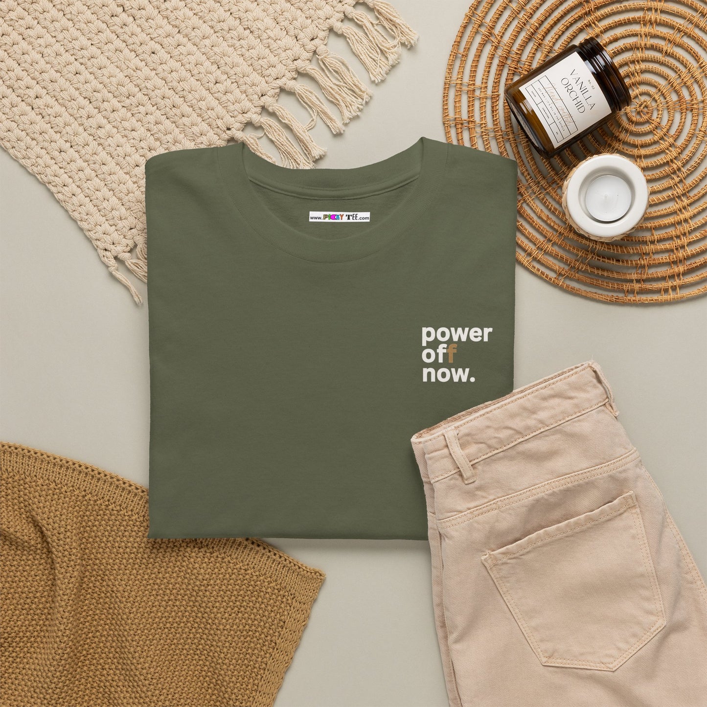 power off now Unisex Heavy Cotton Tee